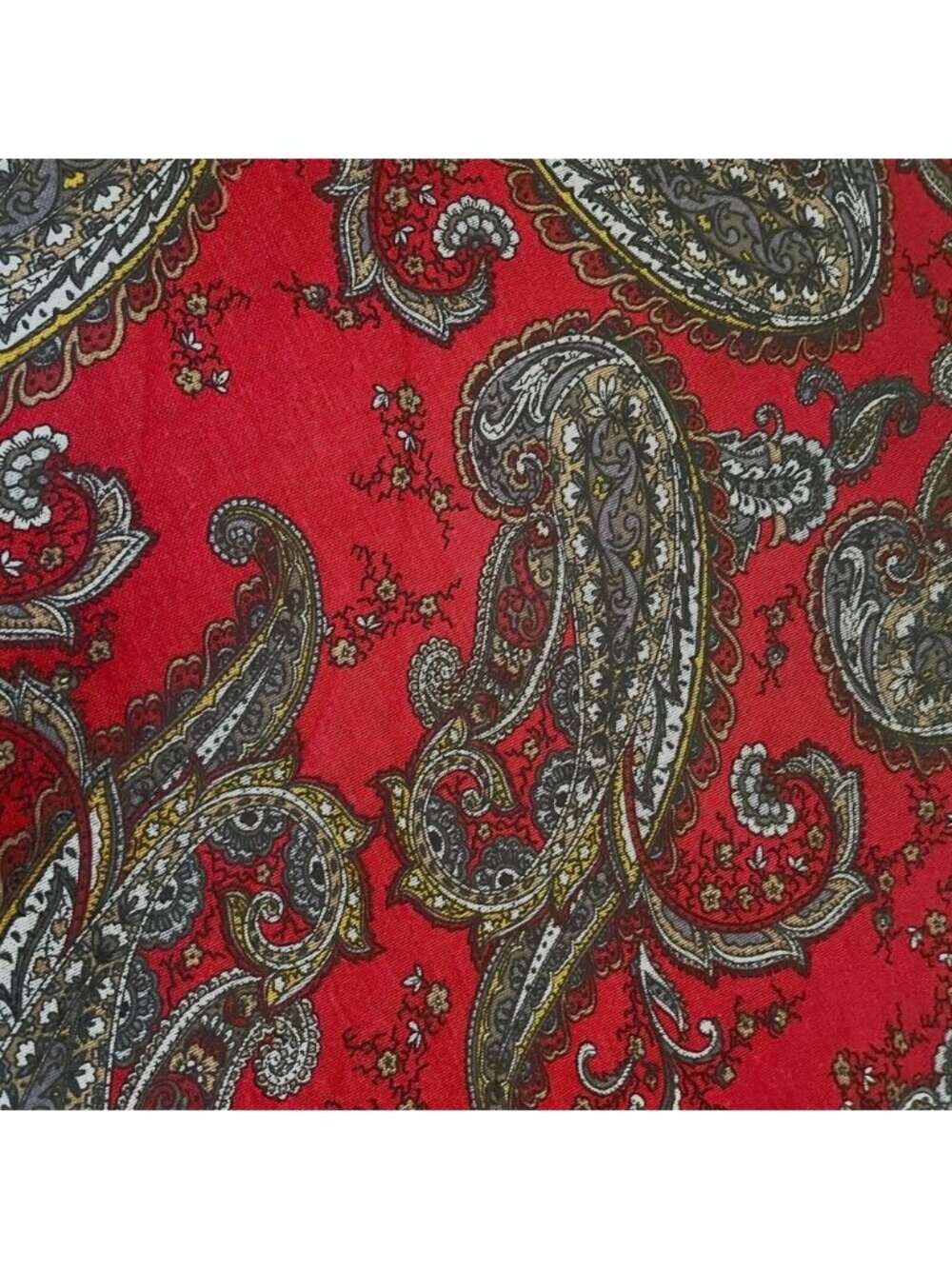 3 Yards Red Paisley Viscose Jersey Stretch Knit Fabric Remnant Unused